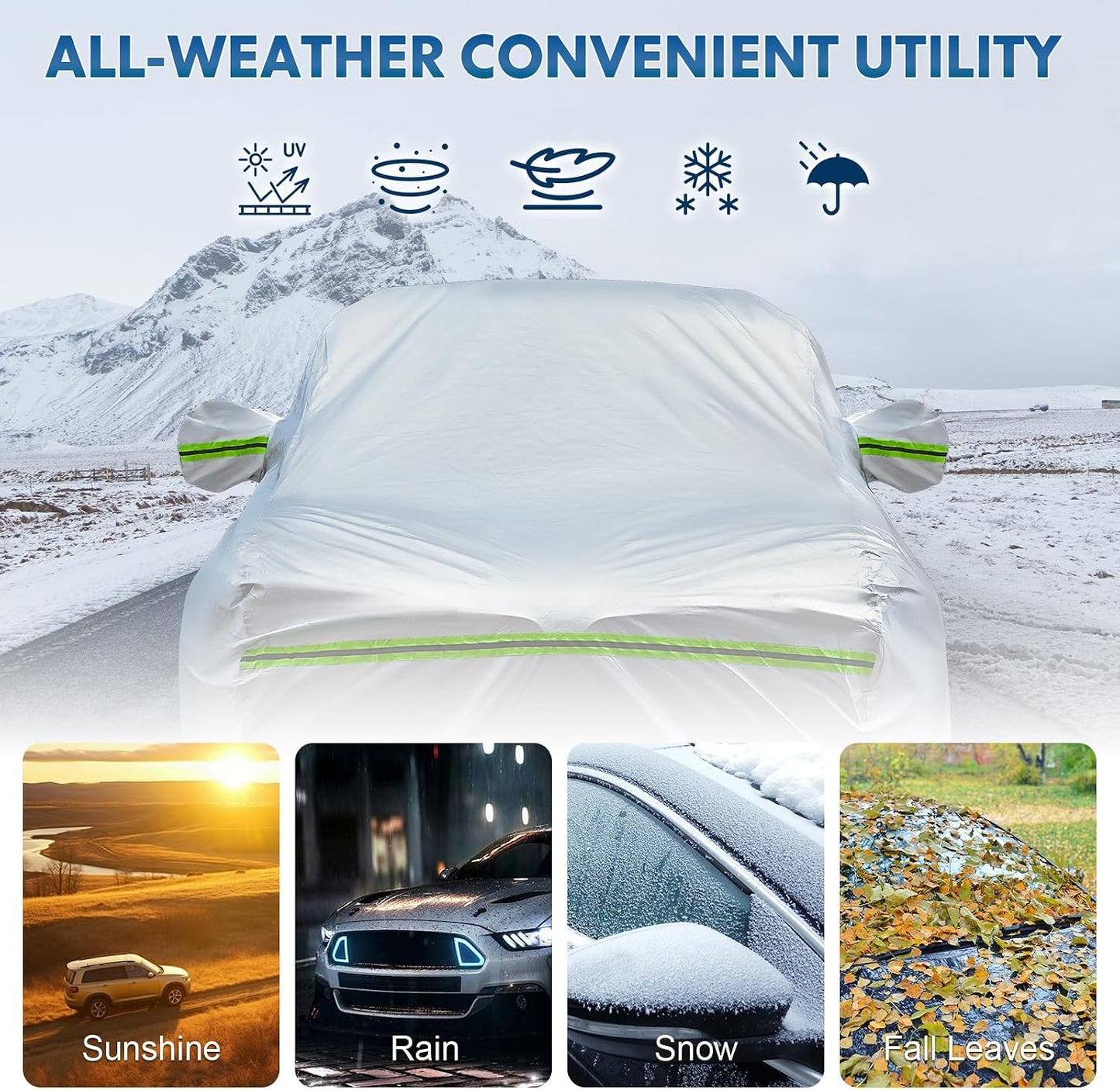 6-layer Full Car Cover Is All-weather Waterproof, Universal In All Seasons, Snow Prevention, Rainproof, Acid Rainproof, Sunscreen, Ultraviolet-proof, Universally Applicable To Sedan (188"-198")