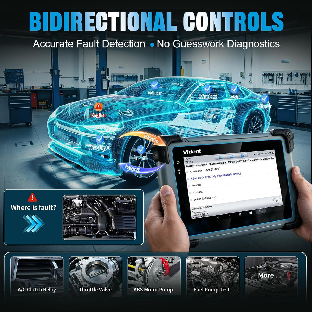 VIDENT OBD2 Scanner Diagnostic Tool, 7" Professional Full‑Car Scan Tool