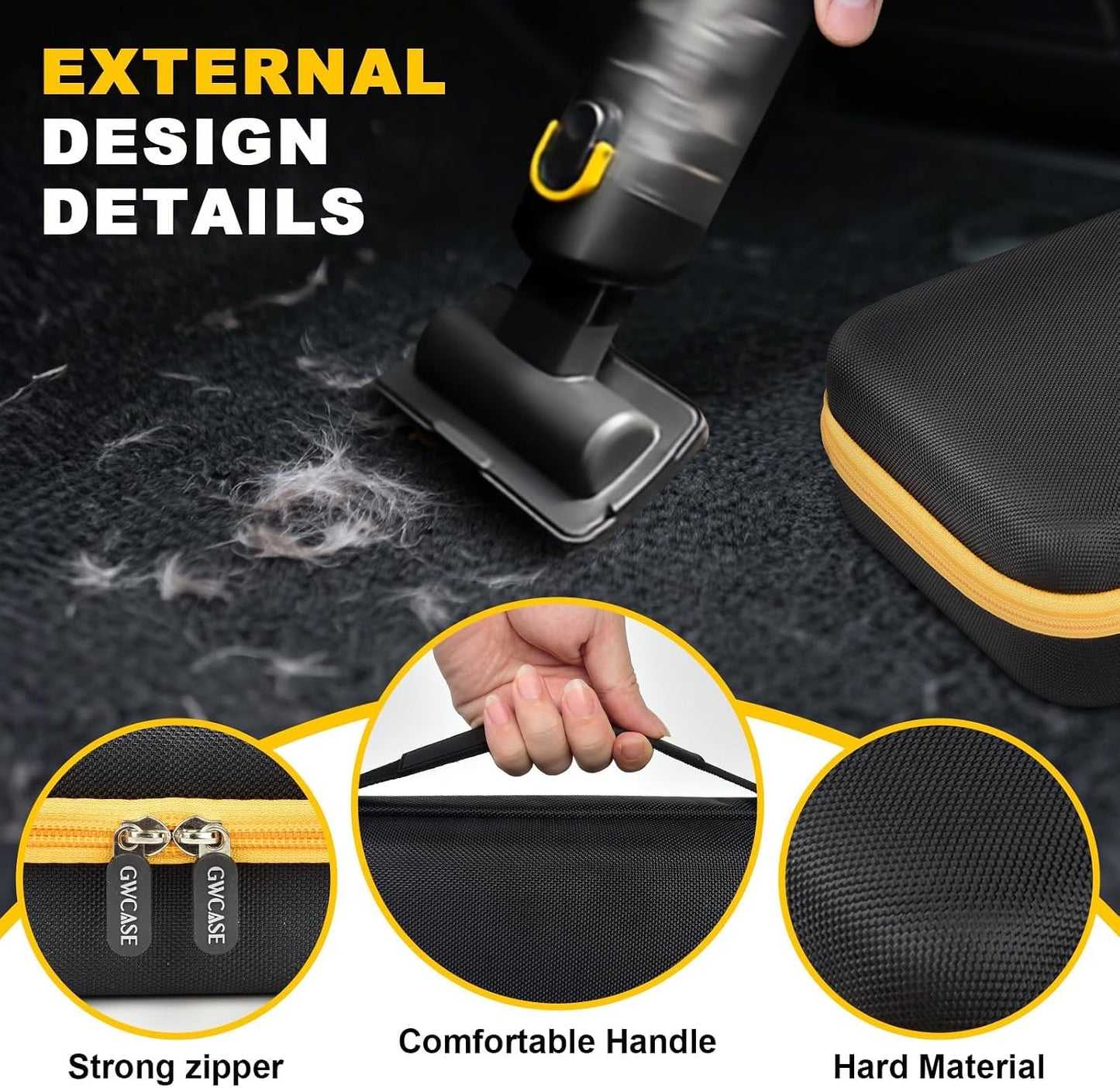 GWCASE Vacuum Car Case Compatible with Fanttik V8 Apex/Mate for Car owners | Removable Divider, Mesh Pocket for Accessories, EVA Shell Protection for Trunk, Truck and Road-Trip Storage