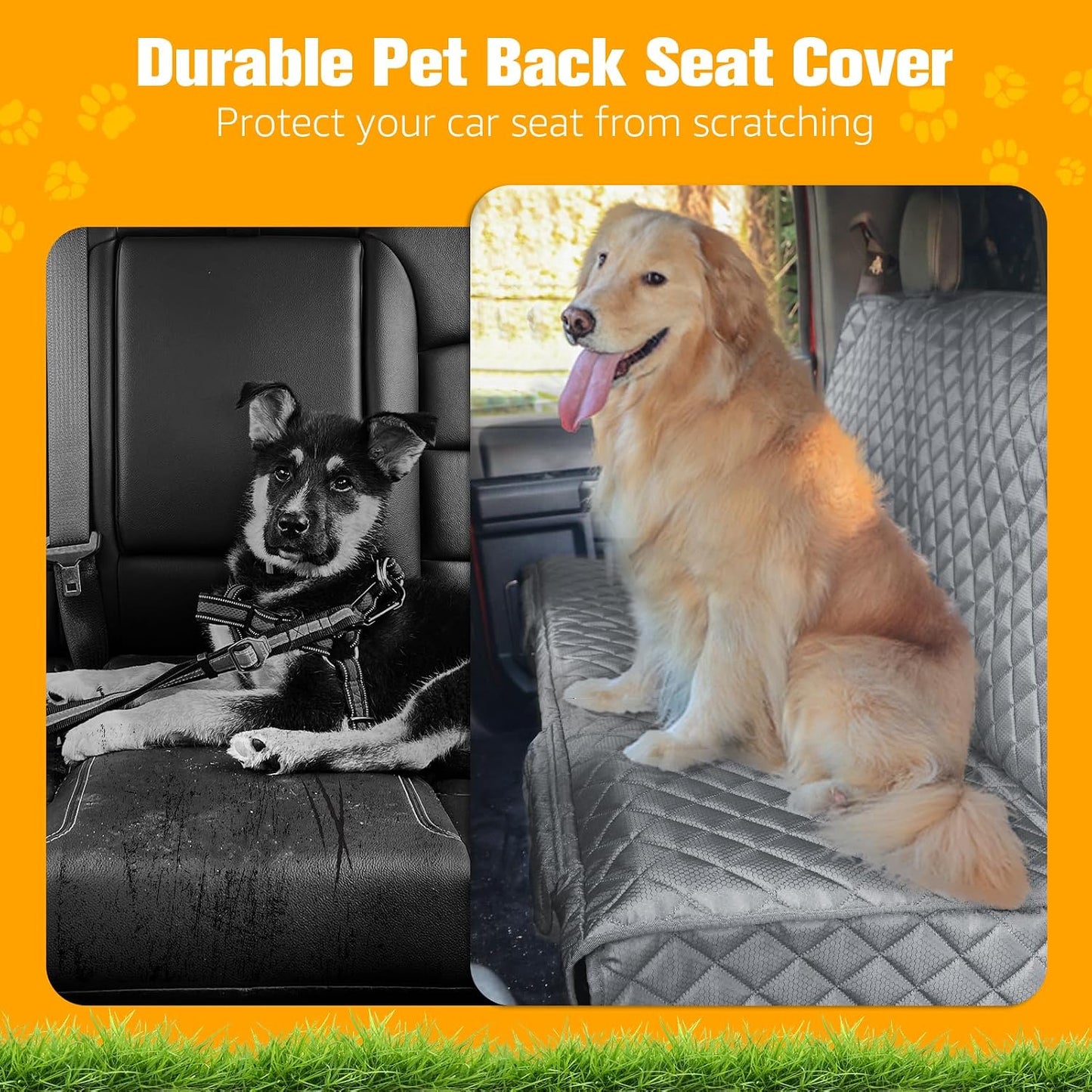 PETICON Dog Car Seat Covers for Truck Ford F150/Chevrolet Silverado 1500/Ram 1500/GMC Sierra 1500, Waterproof Pet Back Seat Cover for Trucks, Scratchproof Nonslip Durable Rear Seat Cover for Dogs