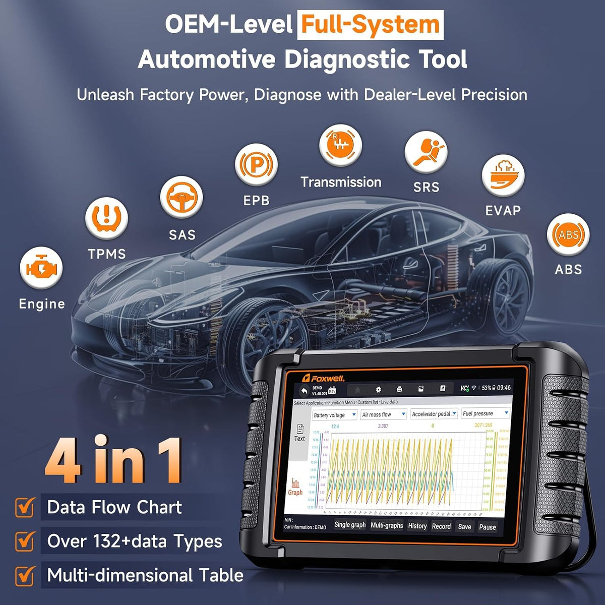 2026 FOXWELL Scanner NT809BT OBD2 Scanner Diagnostic Tool with 30+Resets, All System Bidirectional Scan Tool for All Vehicles, CAN-FD, FCA Autoauth, 3-Yr Free Update, AutoVIN, Wireless 65-Foot, Black
