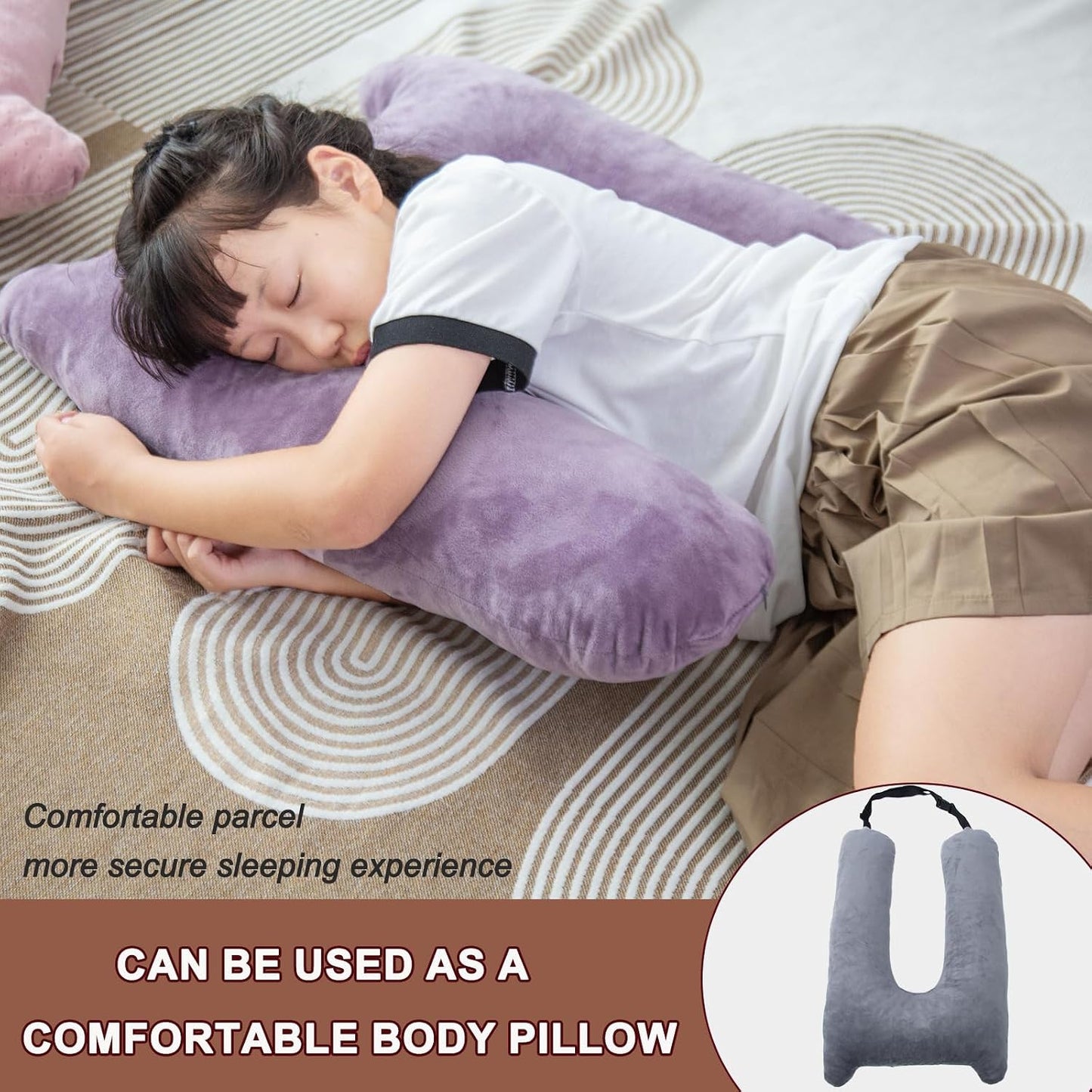 1 MIDDLE ONE Car Pillow for Kids, Memory Foam Travel Pillow for Car and Adults, Kids Car Pillows for Sleeping on Road Trip, Small Body Pillow for Kid (Dark Purple)