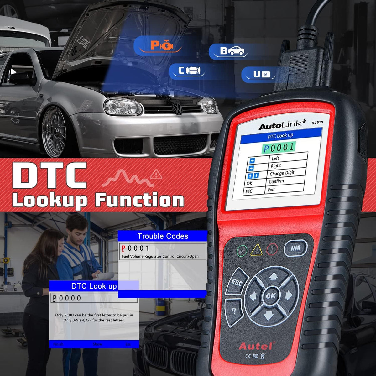 Autel AutoLink AL519 Enhanced Universal OBD2 Scanner Car Diagnostic Tool