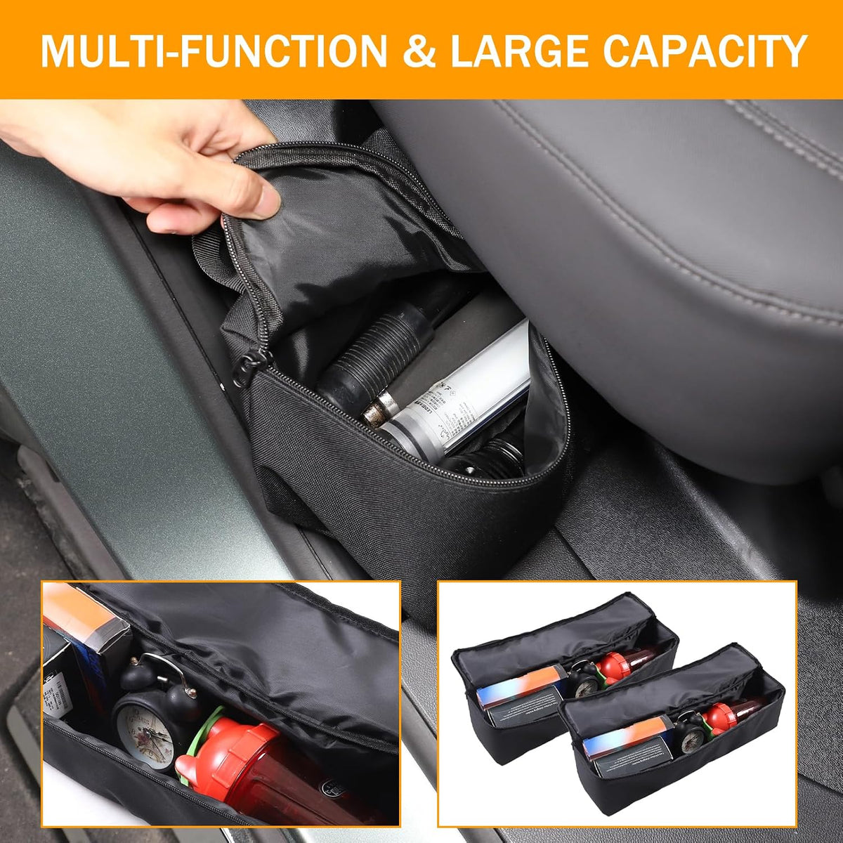 Under Seat Organizer for Hummer EV Accessories Backseat Rear Hidden Under Seat Storage Bags Portable Waterproof Foldable Storage Tool with Handle for Hummer EV SUV Pickup 2024 2025 2026 (A/2Packs)