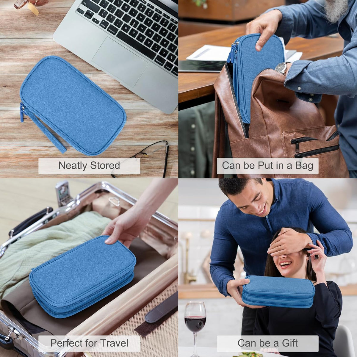 FYY Electronic Organizer, Travel Tech Pouch Bag, Medium, Cyan