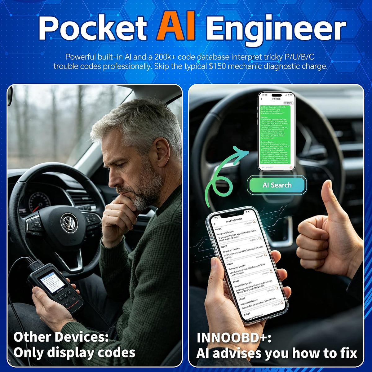 AI OBD2 Scanner Car Code Reader Diagnostic Scan Tool