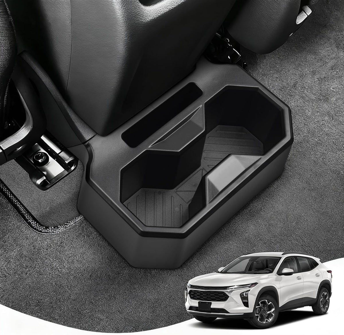 Karltys Car Backseat Cup Holder, Fixable Rear Cup Holder Organizer Tray with Tools, Interior Accessories Floor Back Seat Cup Holder for Chevy Chevrolet Trax 2024 2025 2026