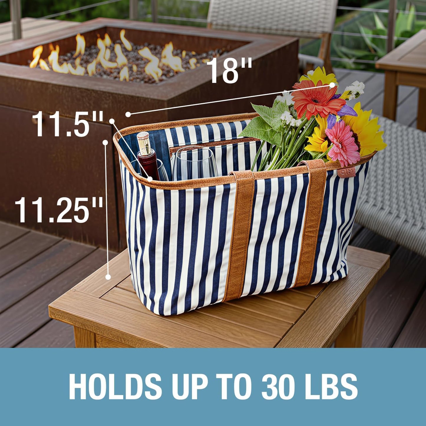 CleverMade Collapsible LUXE Tote, 30L Foldable Grocery Shopping Bag, Reusable