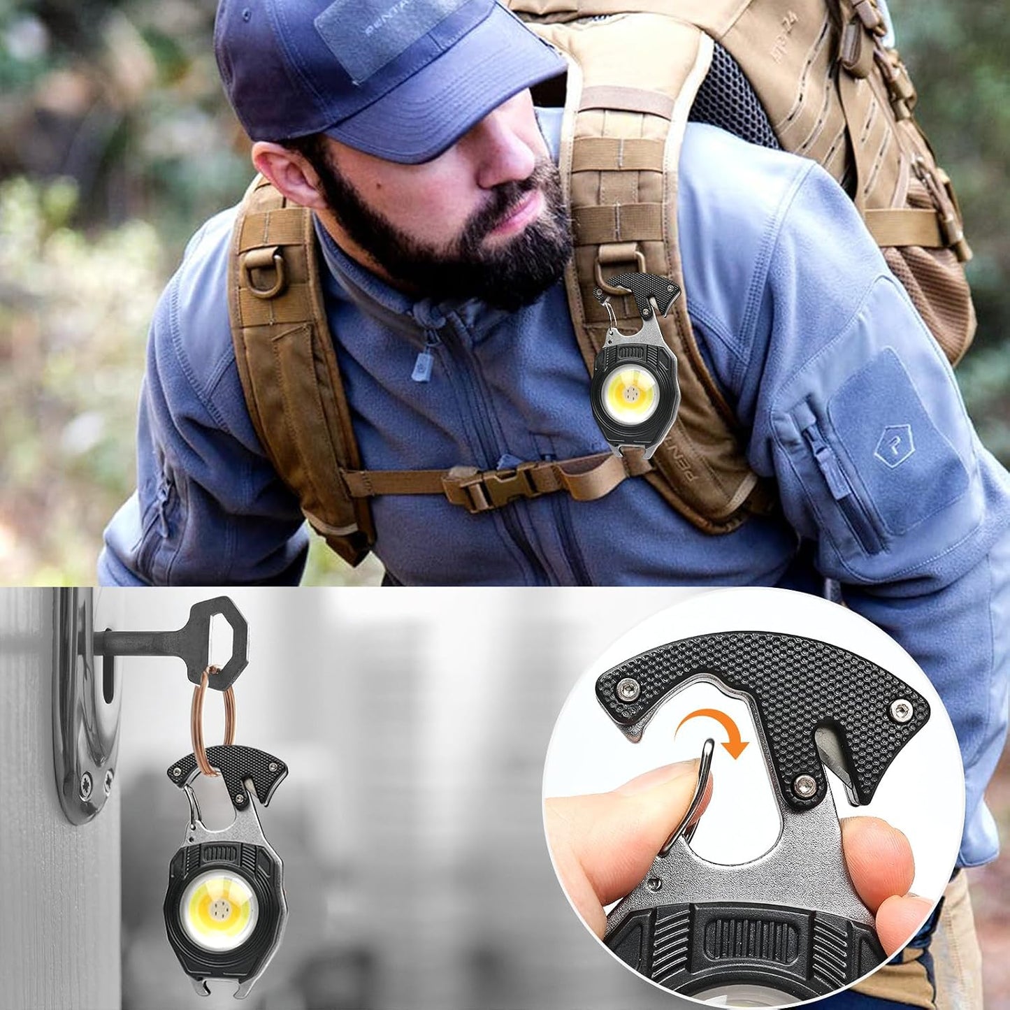 MAKDAK 4PC Keychain Flashlight Rechargeable Cob Keychain Work Light 7 Modes High Lumen Flashlights for EDC Camping Tent Light, Emergencies, Hiking,Car Repairing,Power Outrage,Pet Walking