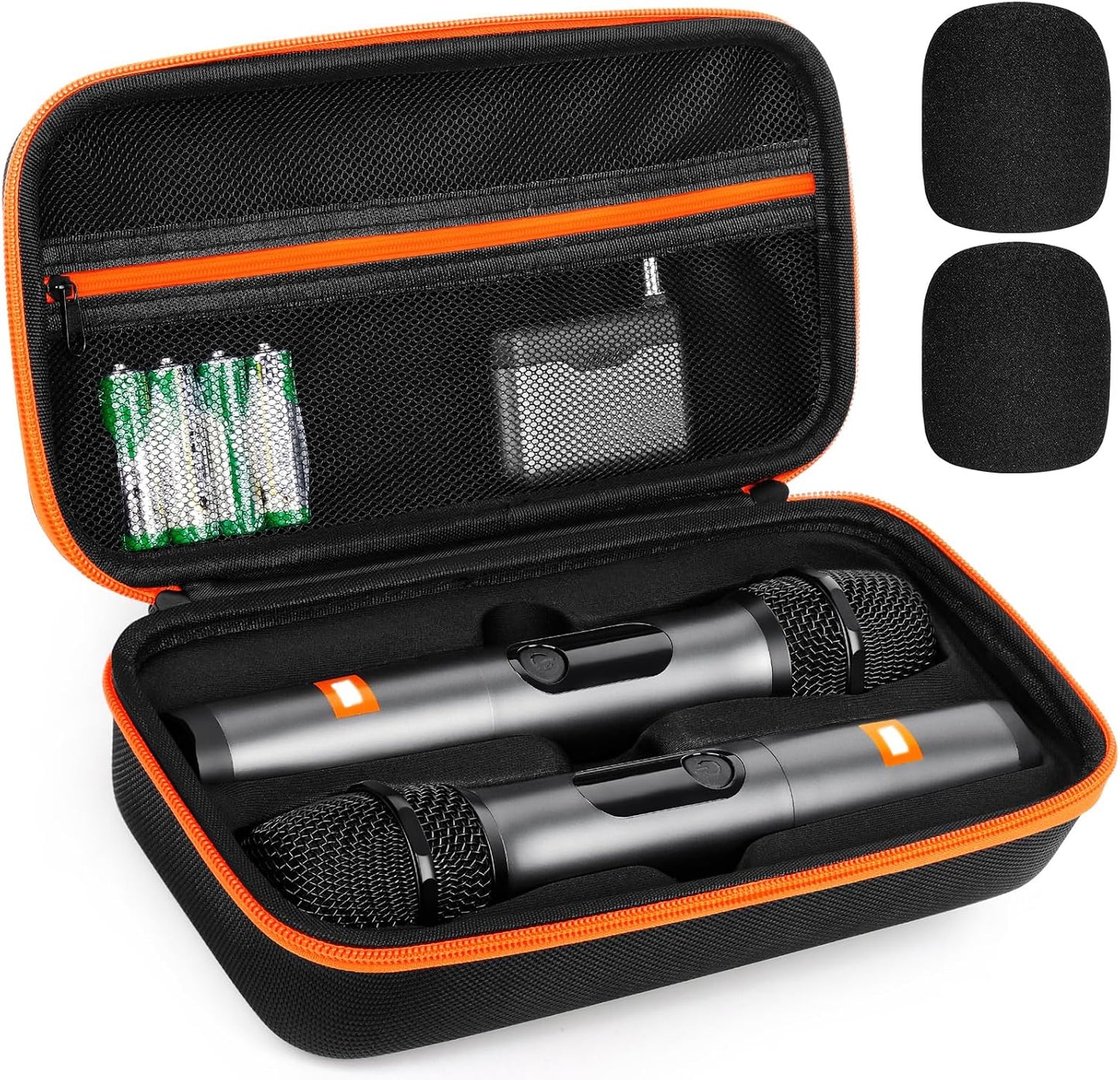 Wireless Microphone Case Compatible with J-B-L wireless Two Mic System, Partybox Mic Portable Storage Bag for Singing Karaoke, Handheld Mic Carrying Case for Receiver, Battery, Adapter(Box Only)