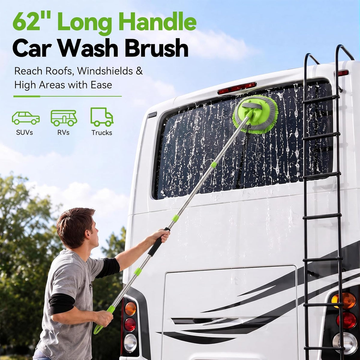 Ordenado 62" Car Wash Brush with Long Handle, 6Pcs Car Wash Kit Exterior
