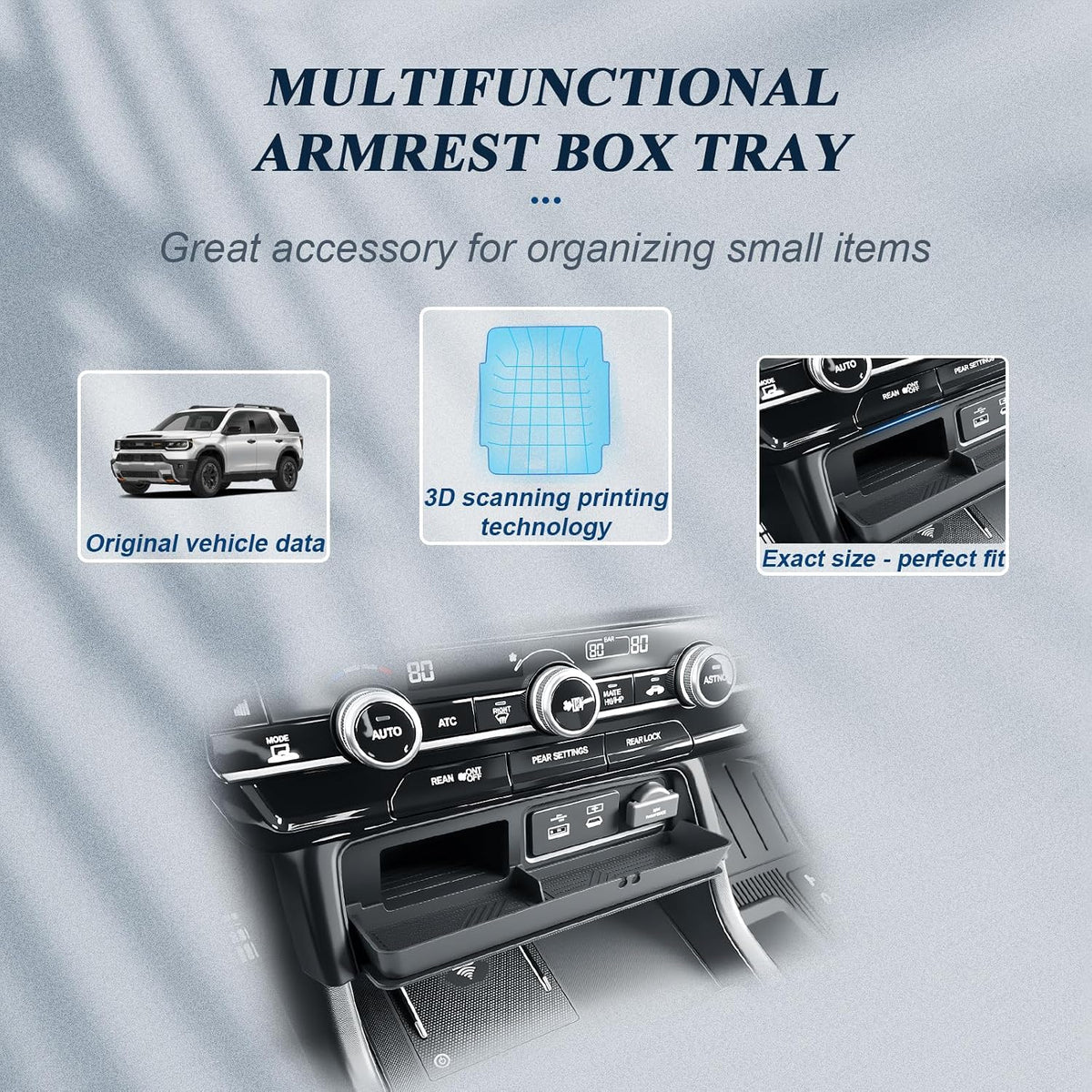BIBIBO 2Pack for 2026 Honda Passport Center Console Organizer 2026 Honda Passport/Passport Hybrid Center Organizer Tray 2026 Passport Middle Insert Tray 2026 Passport Accessories