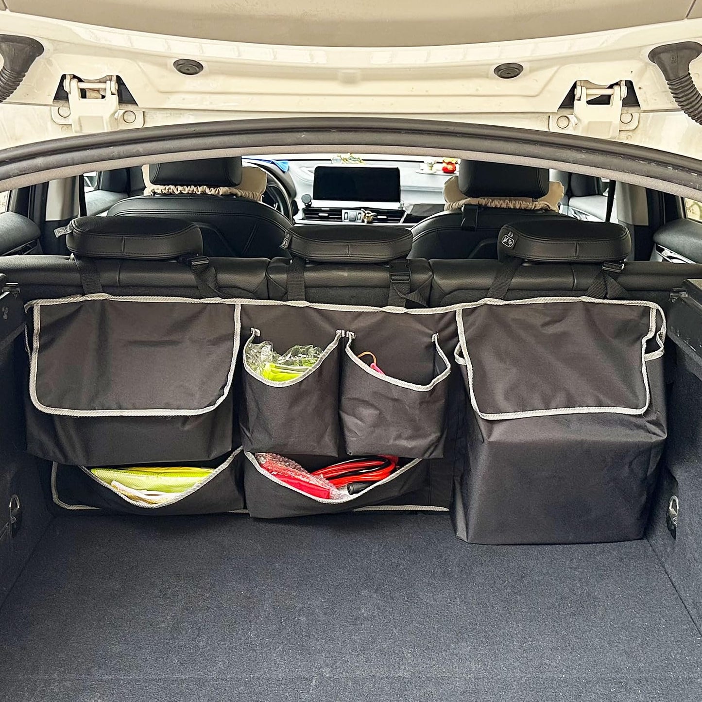 Car SUV Backseat Trunk Organizer Hanging Bag,6 Nylon Fabric Pockets, Interior Storage Organizer Accessories, For SUV, Jeep, MPV, Space Saving Design