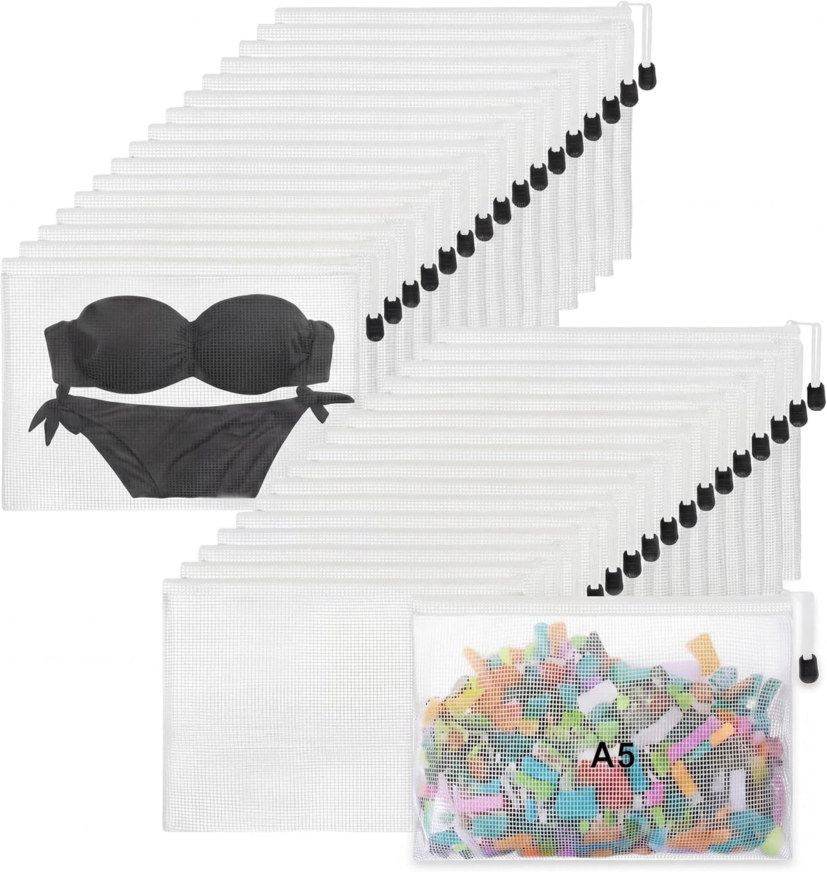 Jetec 32 Mesh Zipper Bags Bikini, White, 9 x 7 Inch, 32 Pcs