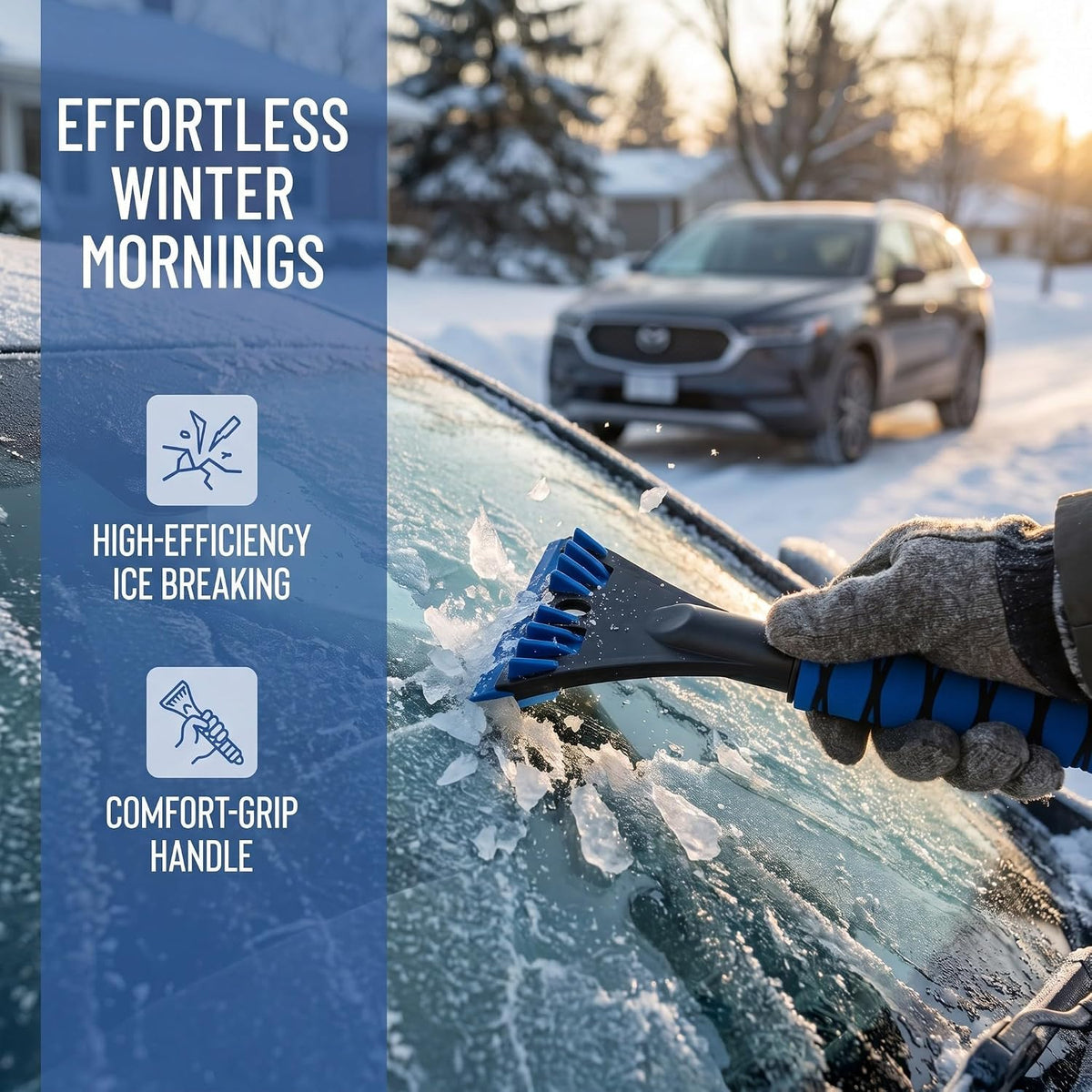 Car Windshield Ice Scraper Tool with Foam Handle and PP Body