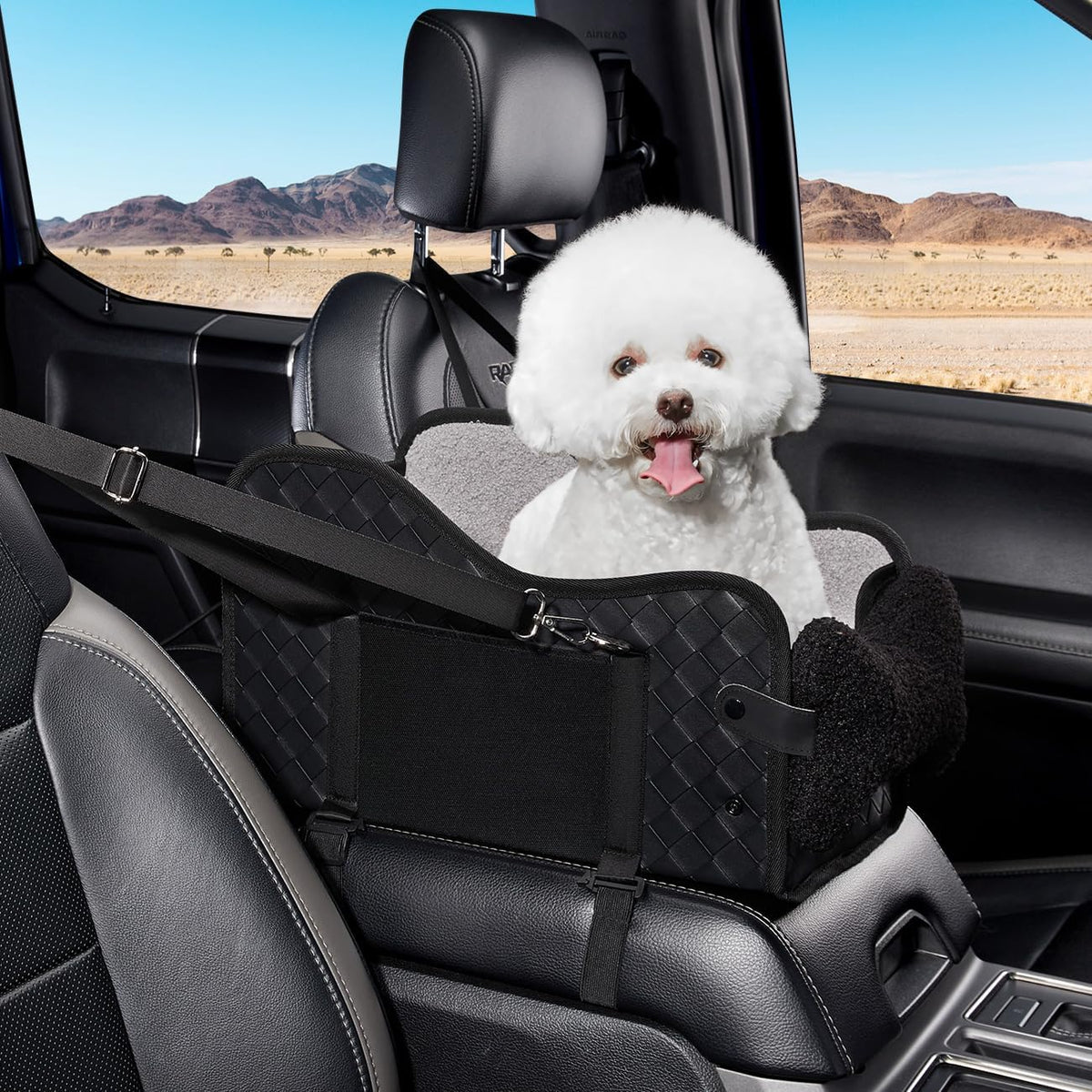TKYZ Center Console Dog Car Seat,Pet Puppy Middle Console Dog Car Seat for Small Dogs (Full-Size Truck Black)