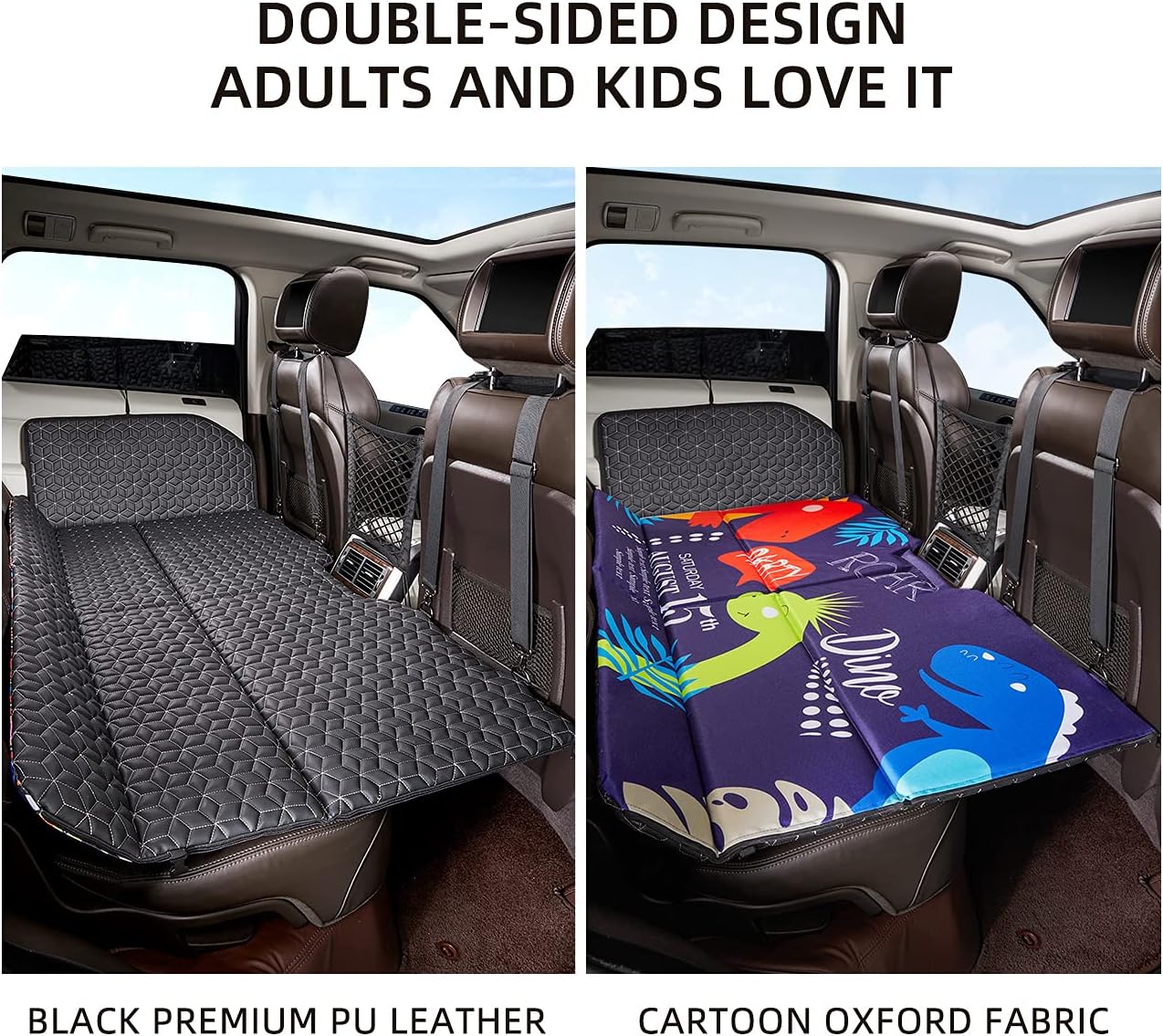 ABE Non-Inflatable Car Mattress,Double-Sided Folding Car Bed Mattress SUV,Portable SUV Mattress,Camping Mattress Back Seat,Back Seat Extender for Dogs(Dinosaur World)