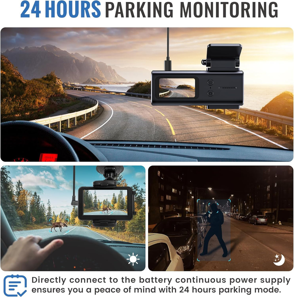 EWAY Type-C USB C Port Dash Cam Hardwire Kit, 3-Lead Acc Hard Wire Kit for Dash Camera 24H Parking Monitor, Low Voltage Protection 12V- 24V to 5V w/Fuses Dashboard Camera Power Supply Cord 11.5ft