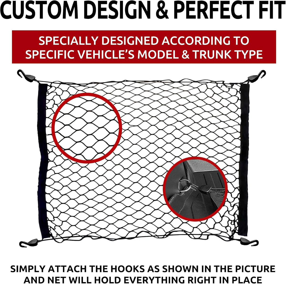 Rear Trunk Floor Style Mesh Cargo Net for Toyota RAV4 LE XLE 2019-2025 - Car Accessories - Premium Trunk Organizer and Storage - Cargo Net for SUV - Vehicle Carrier Organizer for Toyota RAV4
