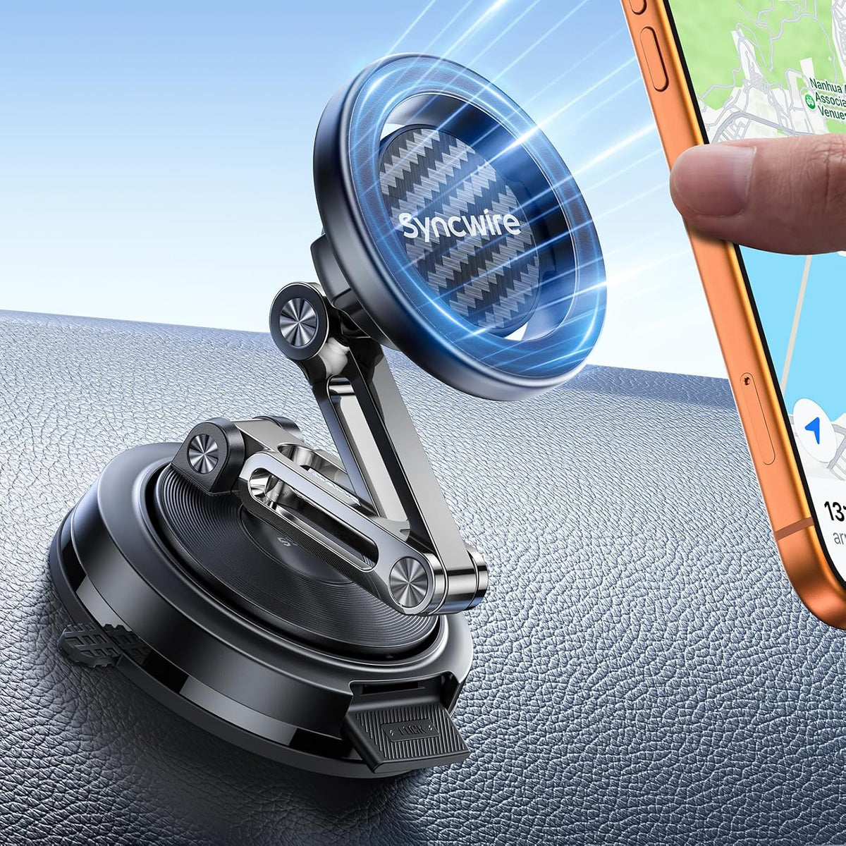 SYNCWIRE for MagSafe Car Mount Vacuum Magnetic Phone Holder Dash Windshield