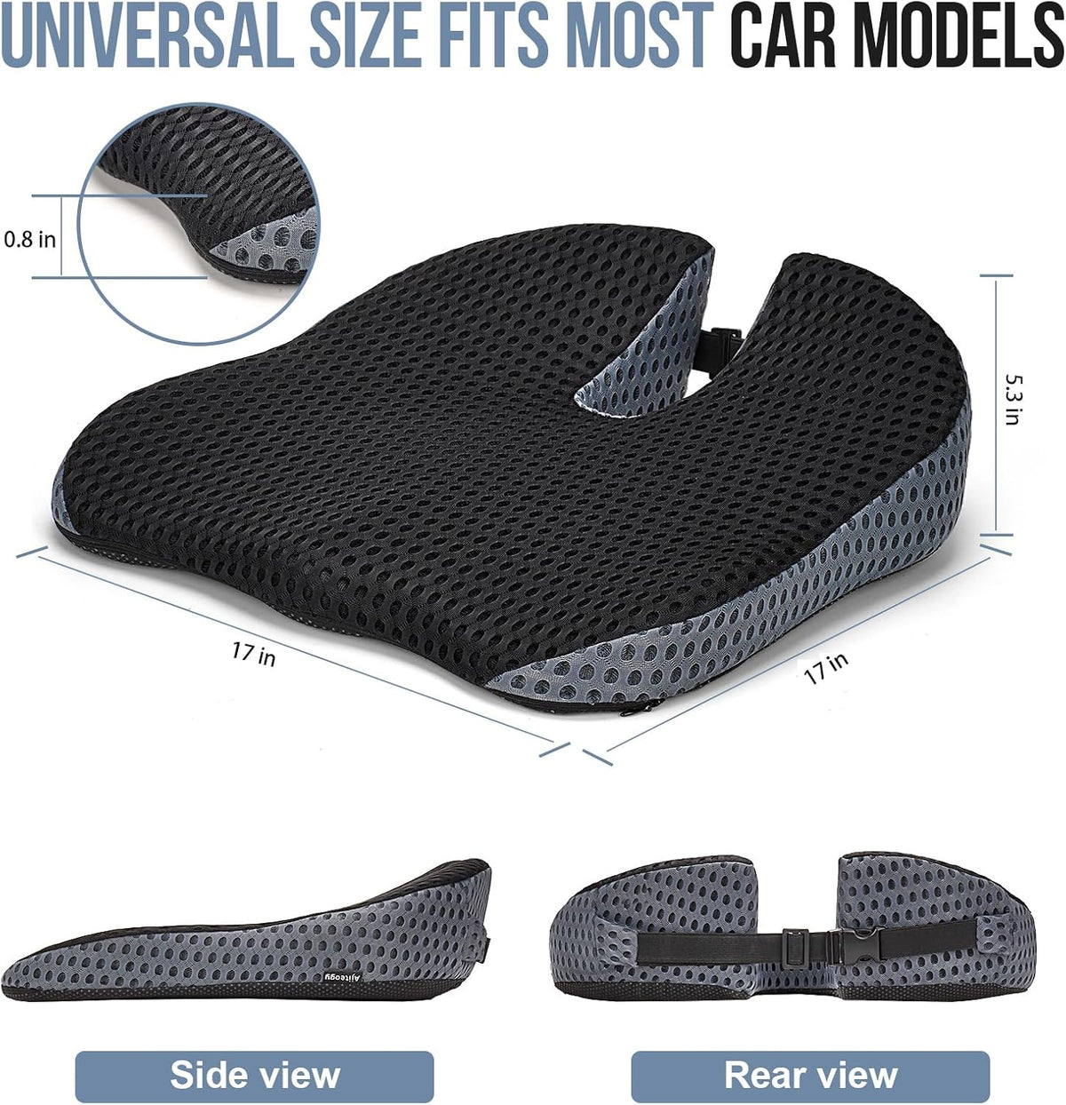 Car Seat Cushion for Driving, Memory Foam Wedge Booster for Adults