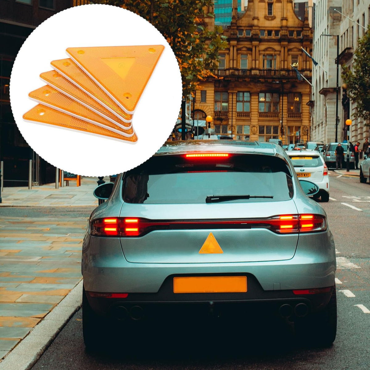 10pcs Yellow Plastic Triangle Reflector Warning Sign for Vehicle Rear
