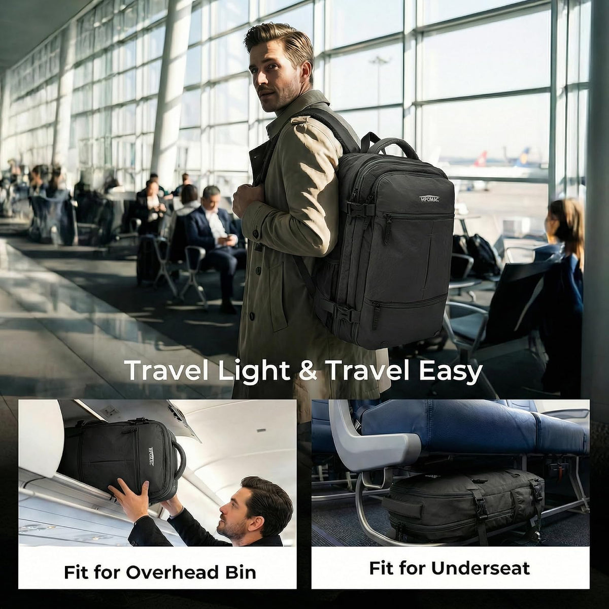 Vacuum Compression Backpack, Carry-On Size Travel Backpack with Vacuum System and Pump & Nintendo Switch 2 Carrying Case, Slim Hard Shell Travel Case