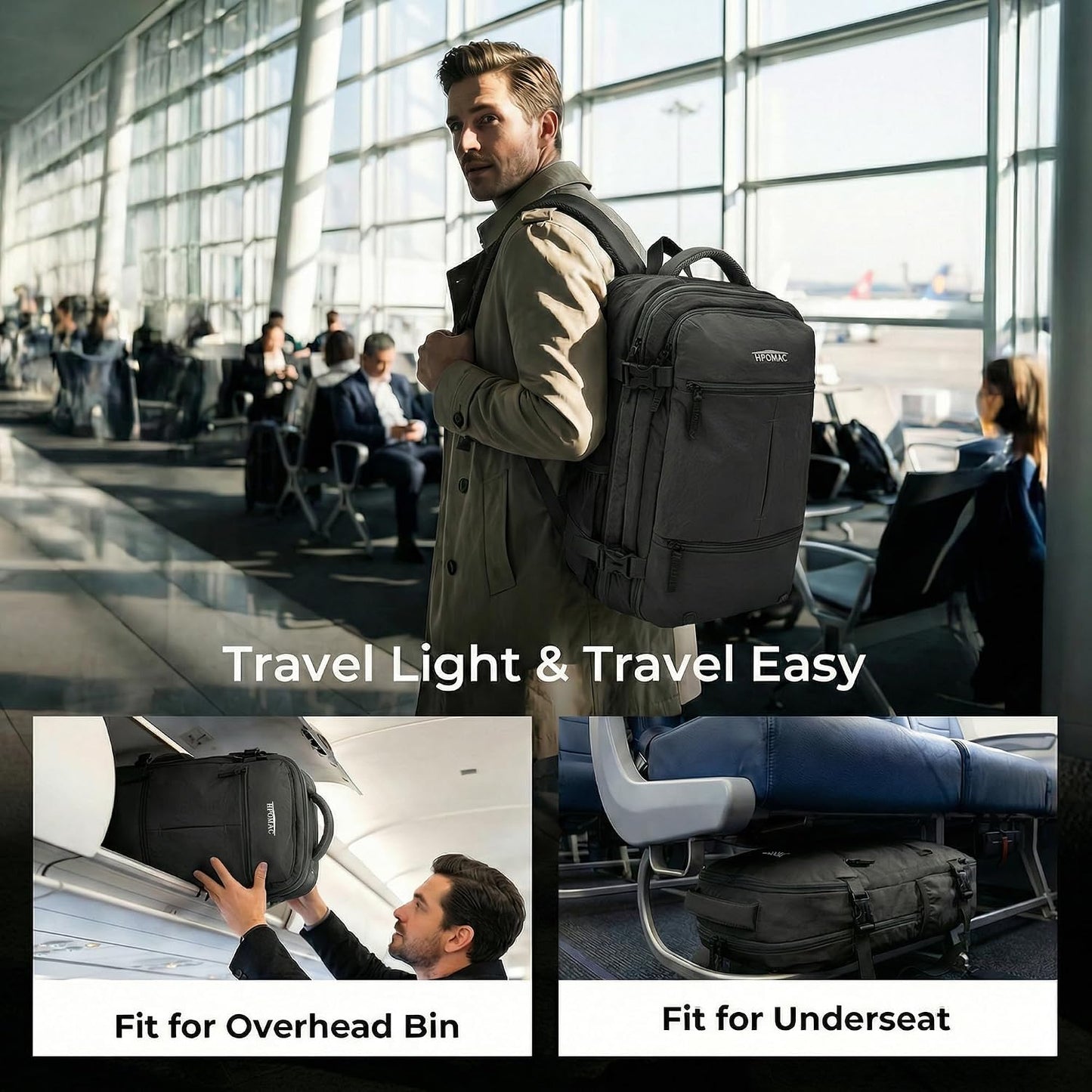 Vacuum Compression Backpack, Carry-On Size Travel Backpack with Vacuum System and Pump & Nintendo Switch 2 Carrying Case, Slim Hard Shell Travel Case
