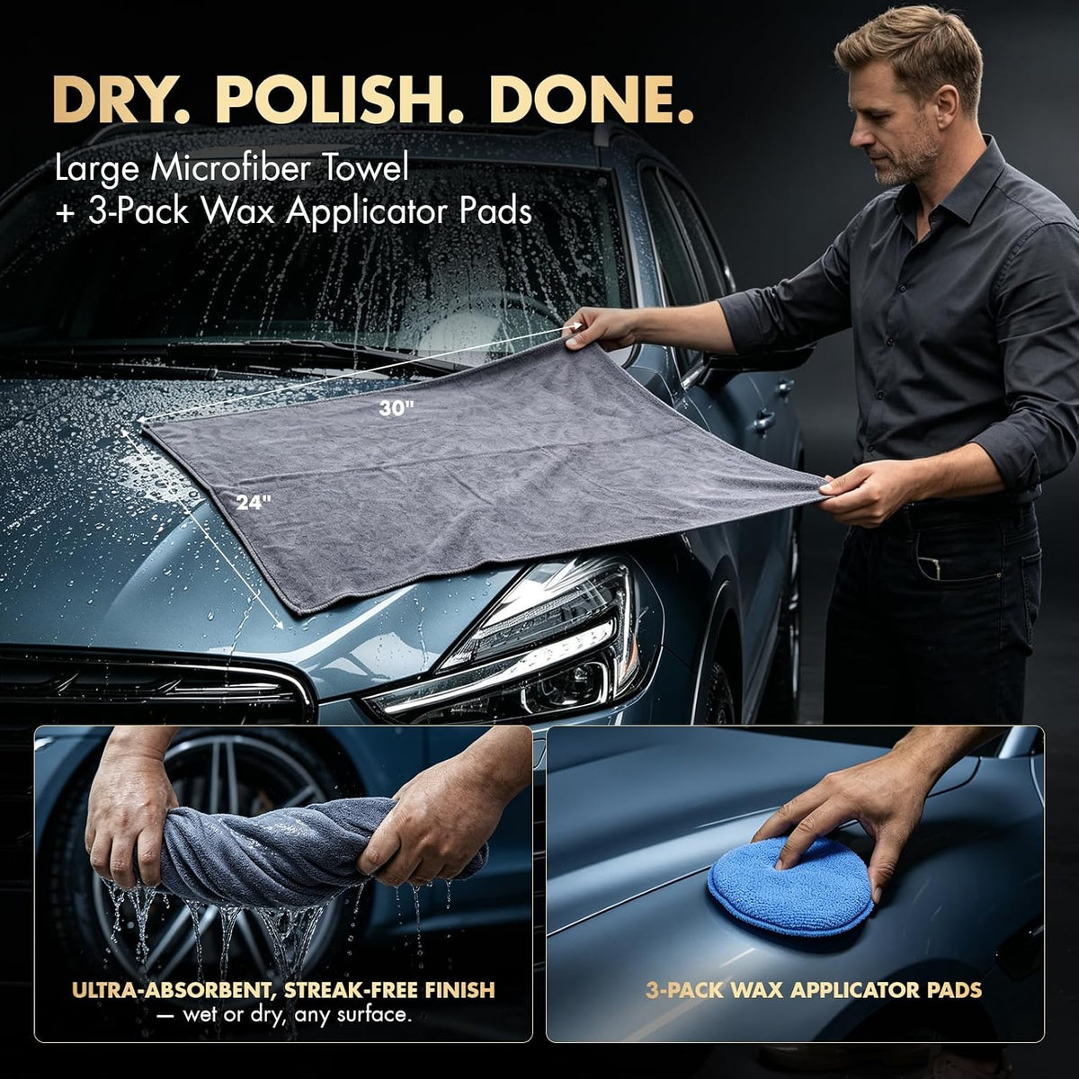VCANENERGY 29PCS Car Cleaning Kit Interior Detailing for Men Women（Grey）