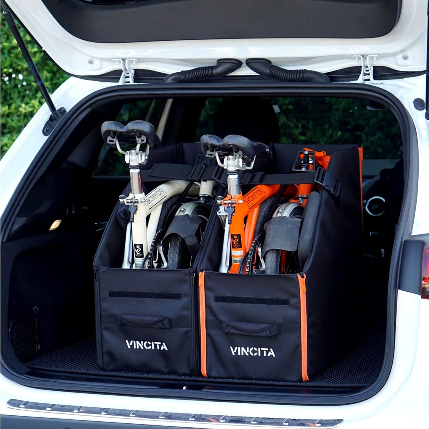 Vincita Keeper Box 2.0 for Folding Bicycle - Bike Storage Solution - Suitable For Bike - Keep The Bike Vertical In The Car Trunk To Save Space (Black with black zipper 2.0, For 20" Folding Bikes)