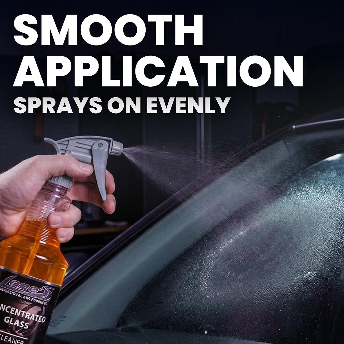 LANE'S Concentrated Auto Glass Cleaner for Cars | 32oz (Pack of 1) | Tint-Safe Windshield, Window Cleaner | Removes Automotive Smoke Film, Fingerprint & Smudges | No Streak, Safe for All Glasses