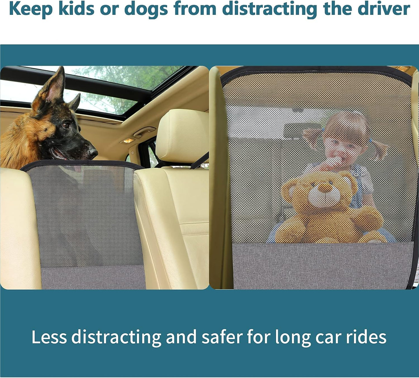 Petsfit Dog Car Barrier Vehicle Pet Barrier Backseat Mesh Dog Car Divider Net with Adjusting Rope and Hook Suitable for SUV Pickup and Small Cars