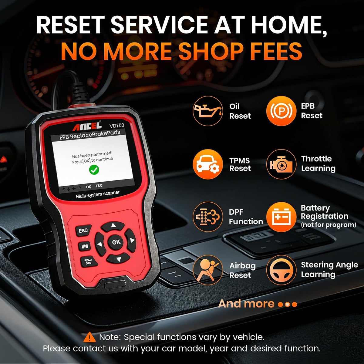 ANCEL VD700 OBD2 Diagnostic Code Reader Scan Tool Fit for Volkswagen Audi VW Skoda Seat, All Functions OBD11 Scanner for VAG Vehicles with Battery Registration EPB Reset (Upgraded VD500)