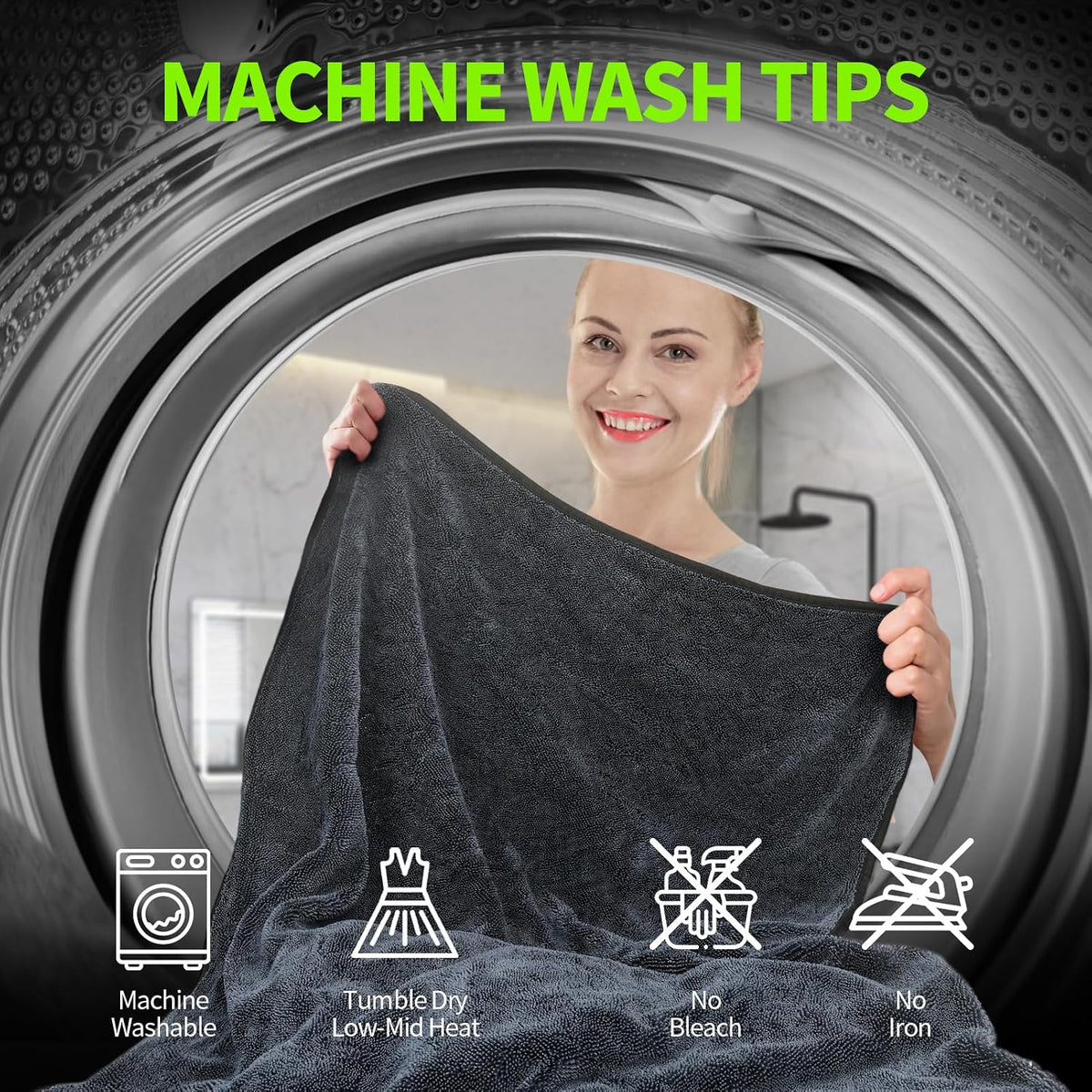 Wontolf Ultra Absorbent Car Drying Towels with Storage Bag, Extra Large Microfiber Towels for Cars, (36" x 24") Drying Towels Car Detailing, Streak Free, No Water Spots, Scratch-Free, 3 Pack