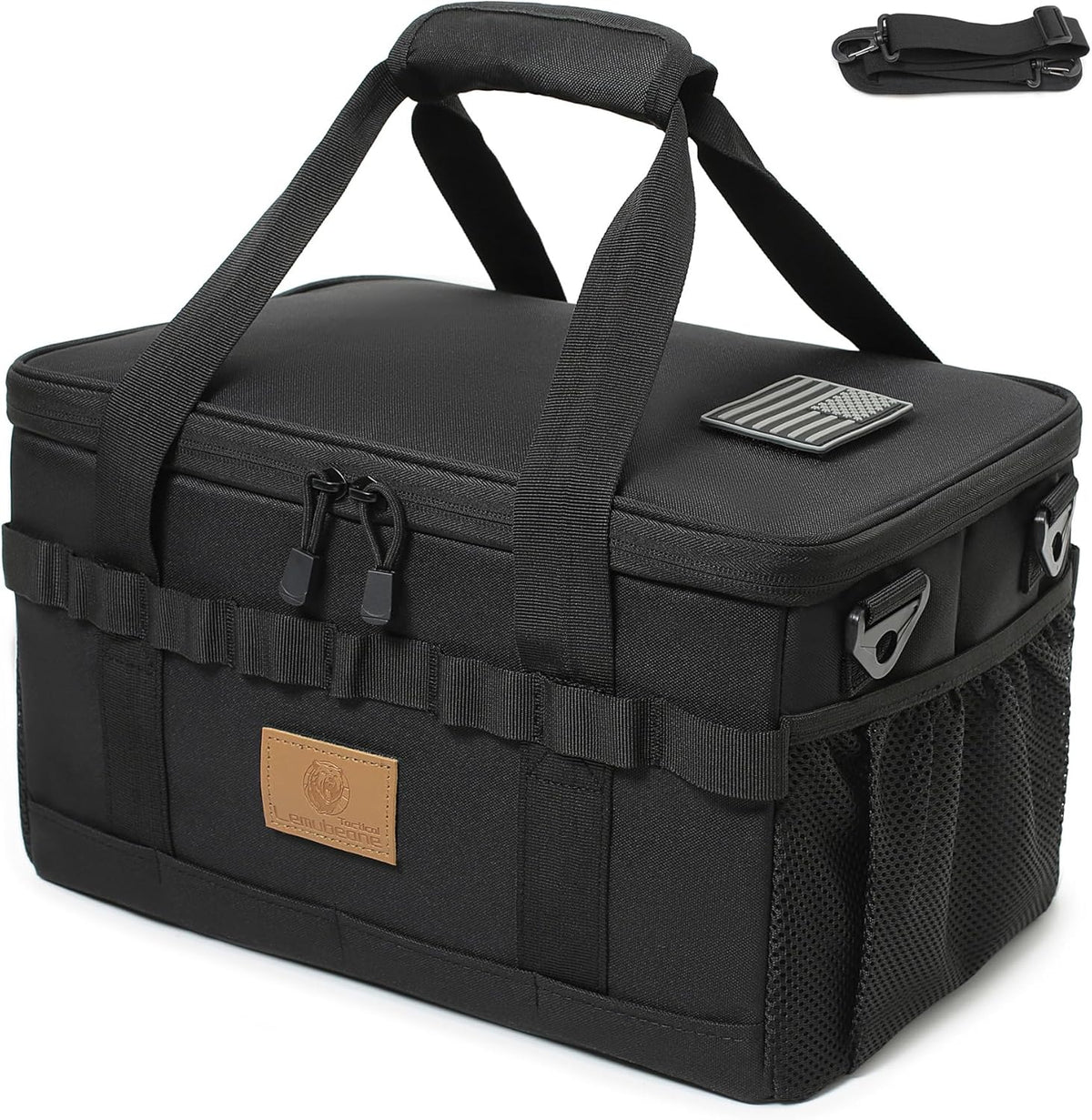 Tactical Camping Storage Bag 18L Tactical Utility Tote Bag Camping Cookware Organizer Trunk Organizer (Black)