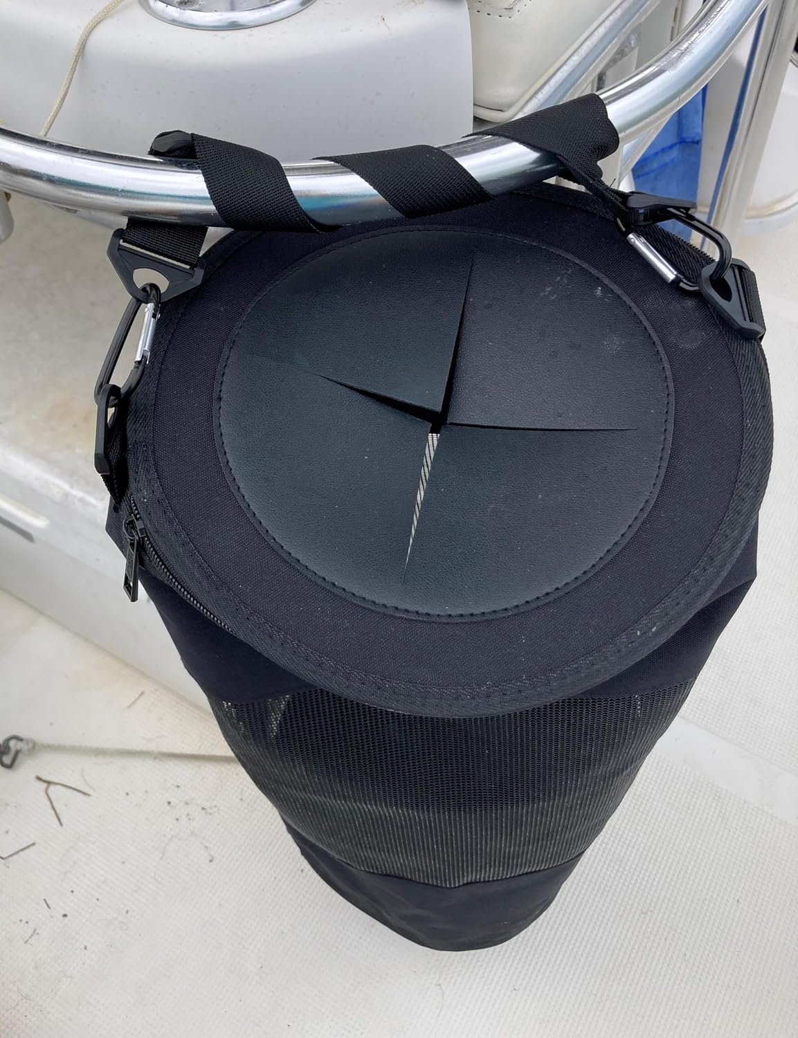 Boat Trash Bag Garbage Waste Can Reuseable Washable Mesh and Nylon/Polyester by Boat Trix Multiple Sizes and Models (Flapper Lid, Large)
