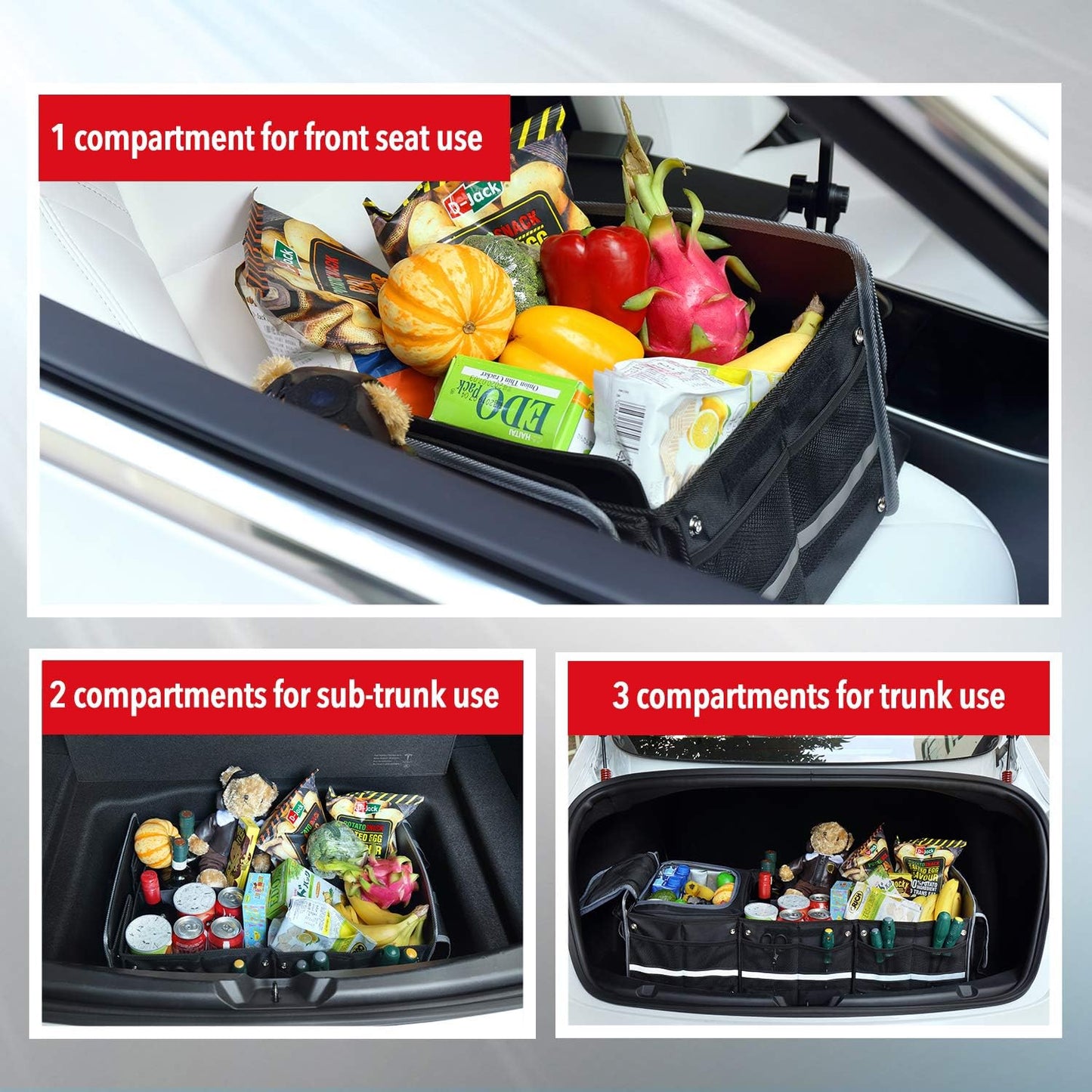 Farasla Waterproof Trunk Organizer with Insulated Leakproof Cooler Bag, Foldable Cover, Adjustable Securing Straps (Black)