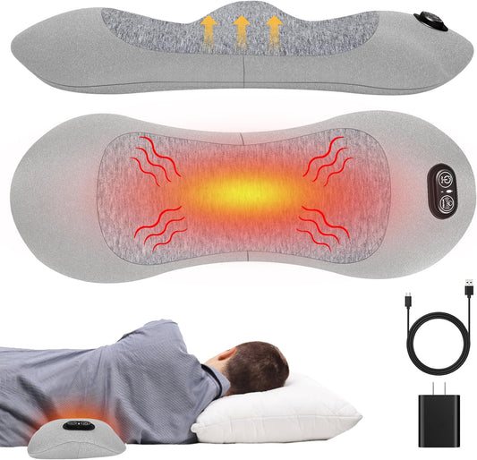 Triple Fusion Back Massager with Heat, Vibration & Air Traction for Sciatica Pain Relief, 3-in-1 Electric Back Massager Pillow, Lumbar Support Pillow for Office Chair and Home,Recliner Use
