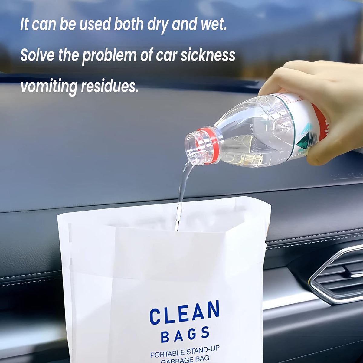 disposable Car Garbage Bin Bags 40 PCS, Leak-proof Cleaning and Vomit Bags, Easy Stick-On and Stand Design, Disposable Small Garbage Bags
