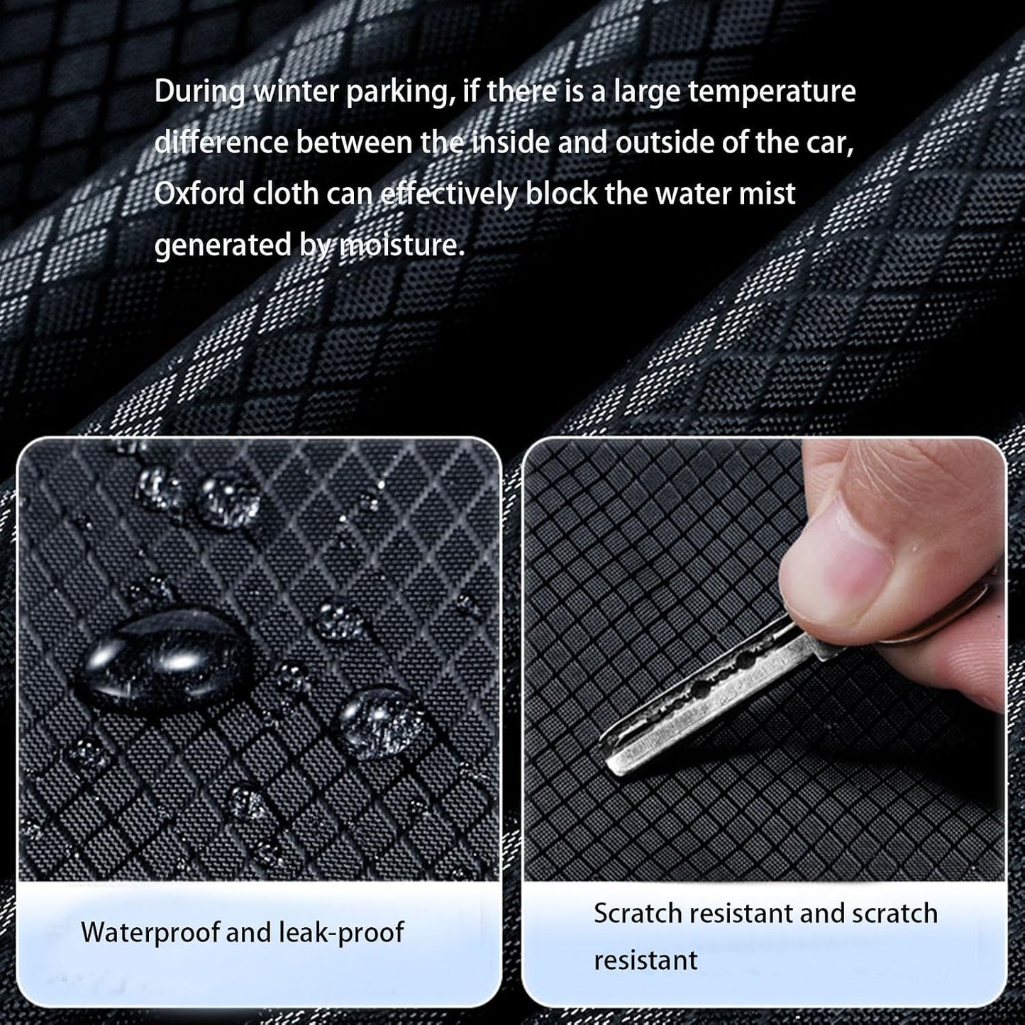 Windshield Cover for Ice and Snow, Winter Summer Sunshade with Thickened 600D Oxford Fabric, Universal Car Frost Shield Snow Cover Windshield Protector Green Earmuffs with Four Straps