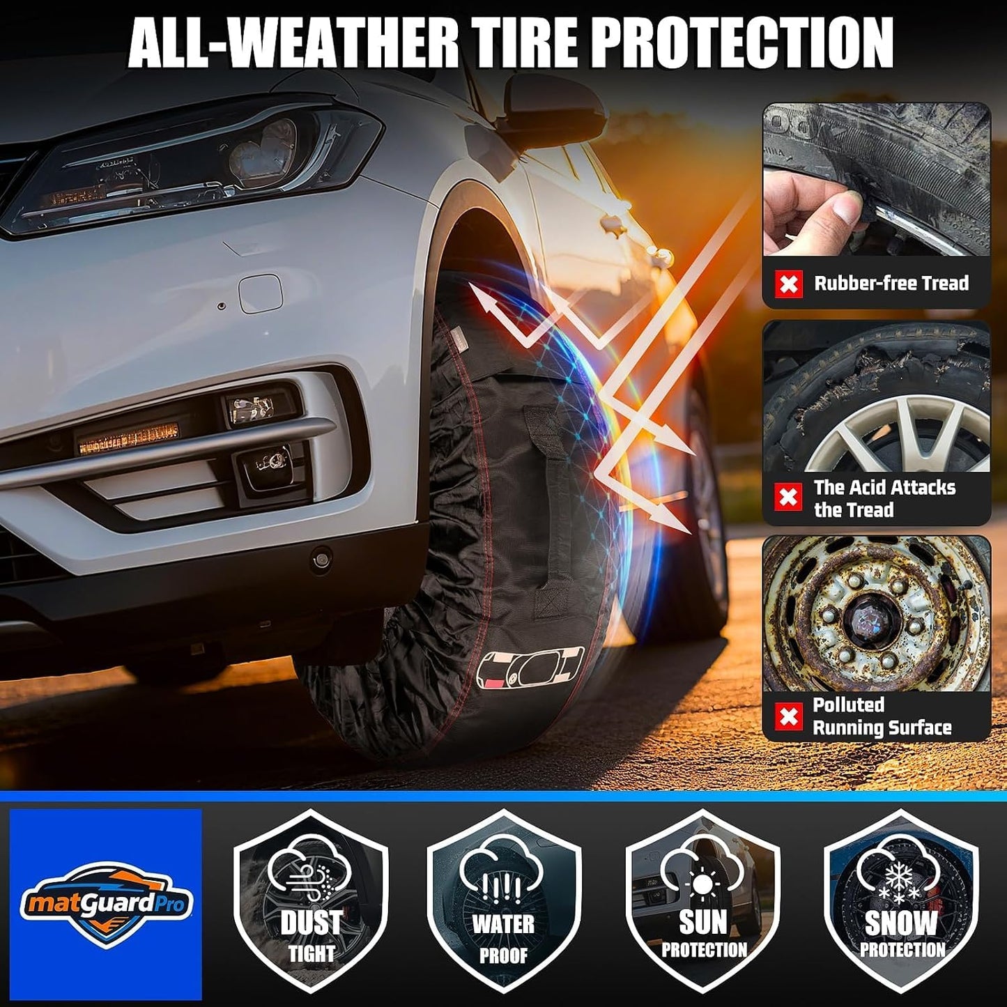 Tire Storage Bags for Cars, Portable Tire Tote for Seasonal Tire Change, Handle for Easy Transportation, Universal Spare Tire Covers Fit 21–32 Inch Diameter Tires, Set of 4, Black