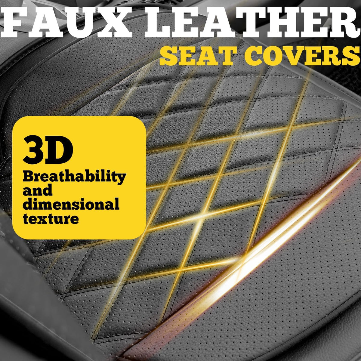LINGVIDO Car Seat Covers Full Set (5 Seats) - Premium Perforated Nappa Leather, Waterproof Shield, Omni-Adapt Fit SUVs Sedans, Ultimate Family & Pet Protection