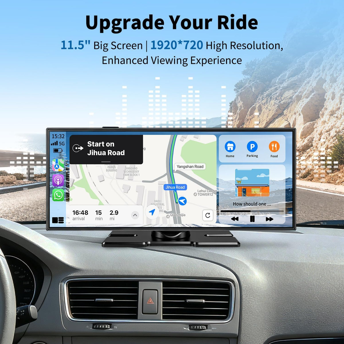11.5" Wireless Portable CarPlay Screen for Car