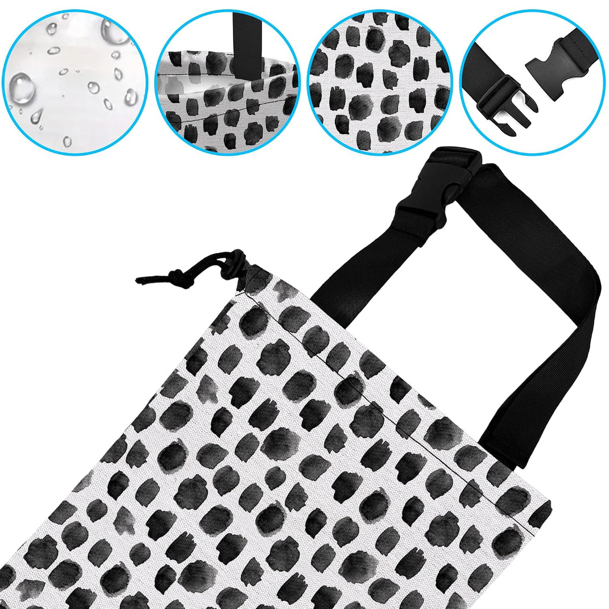 Car Trash Bag Hanging Black Dots Car Trash Can Waterproof Garbage Bag Hanging for Car Back Seat