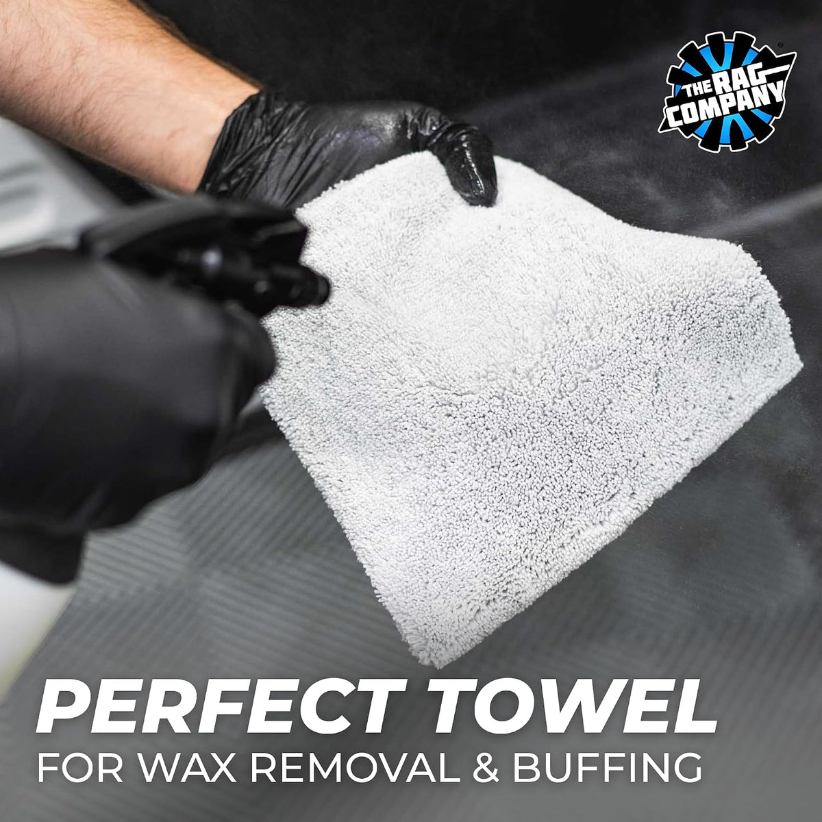 The Rag Company - Creature Edgeless Auto Detailing Towels; Professional 70/30 Blend, Dual-Pile Plush Microfiber, Buffing & Polishing, 420gsm - 16in x 16in - Ice Grey - 10-Pack