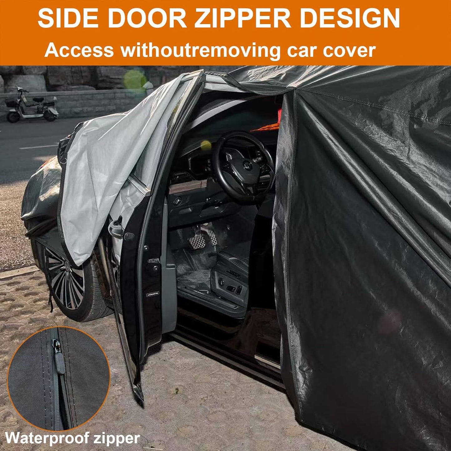 8-Layer All Weather Waterproof Car Cover Custom Fit for Subaru WRX Impreza STI 2007-2025, Lab-Verified Snow/Rain/UV Protection - Zipper Door & Storage Bag