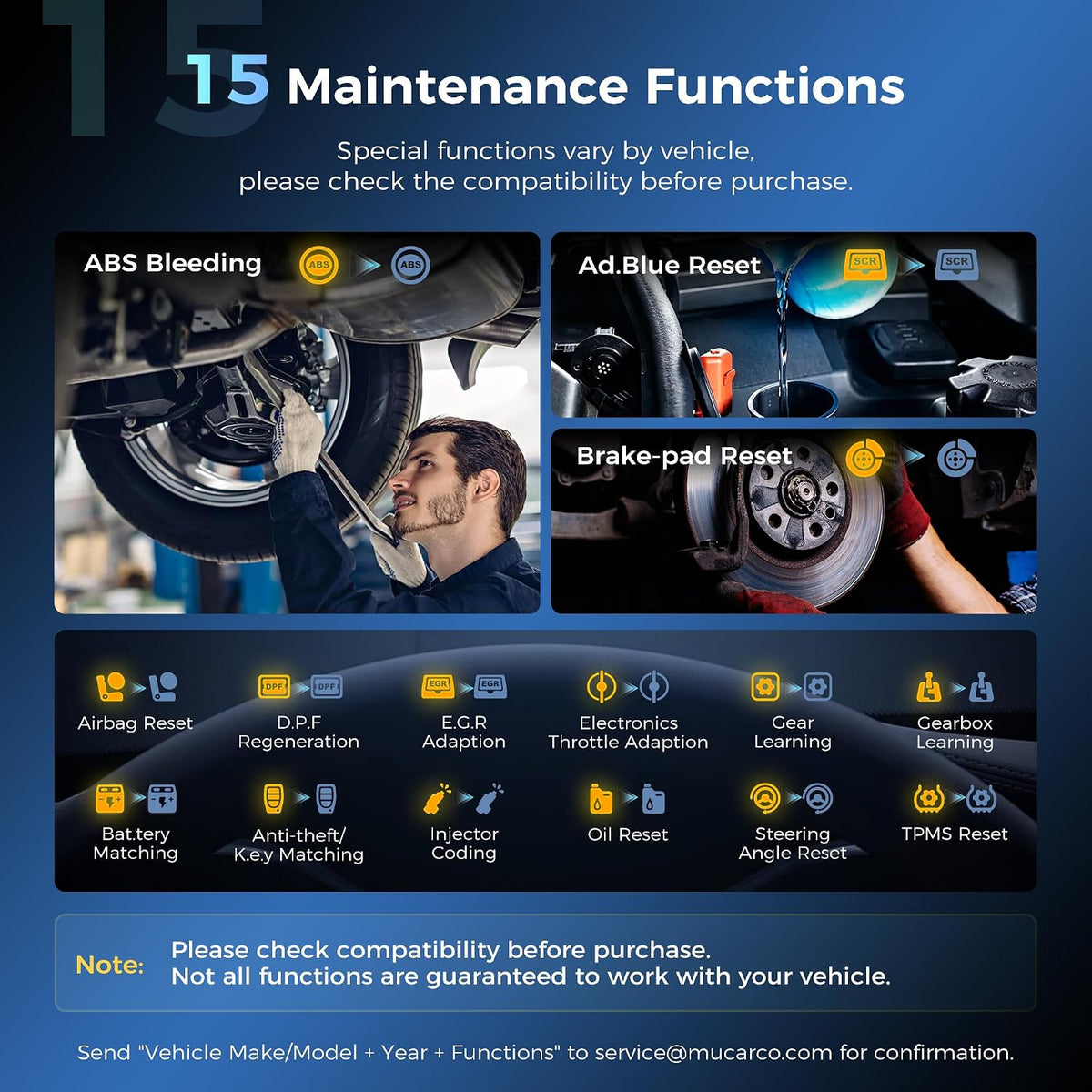 MUCAR 632 AI Bidirectional Scan Tool, 15 Reset Services ABS/ADBLUE/SRS/BMS/EPB/ETS/INJEC/Oil/SAS/TPMS OBD2 Diagnostic Scanner for 4 System, Active Test, AutoAuth, CANFD, AutoVIN, Lifetime Free Update