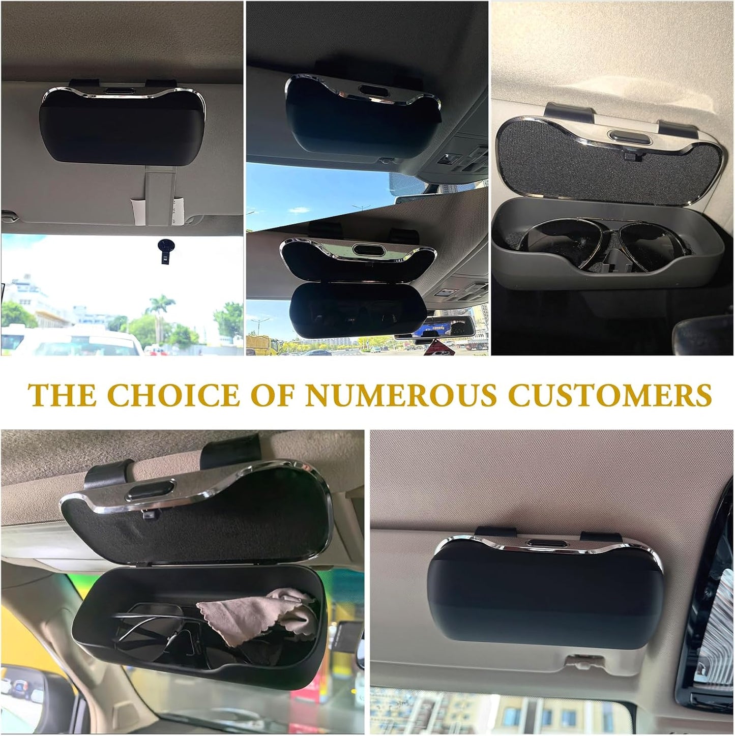 Sunglass Holder for Car Visor Clip, Car Accessories Visor Glasses Holder, Vehicle Visor Accessories Sunglass Holder, Car Sunglass Holder Suitable for Truck and Sedan to Place Sunglass (Black)