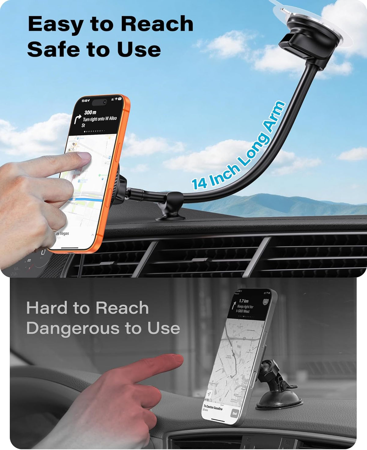 1Zero for Magsafe Car Mount Charger, 15W Fast Charging for Windshield