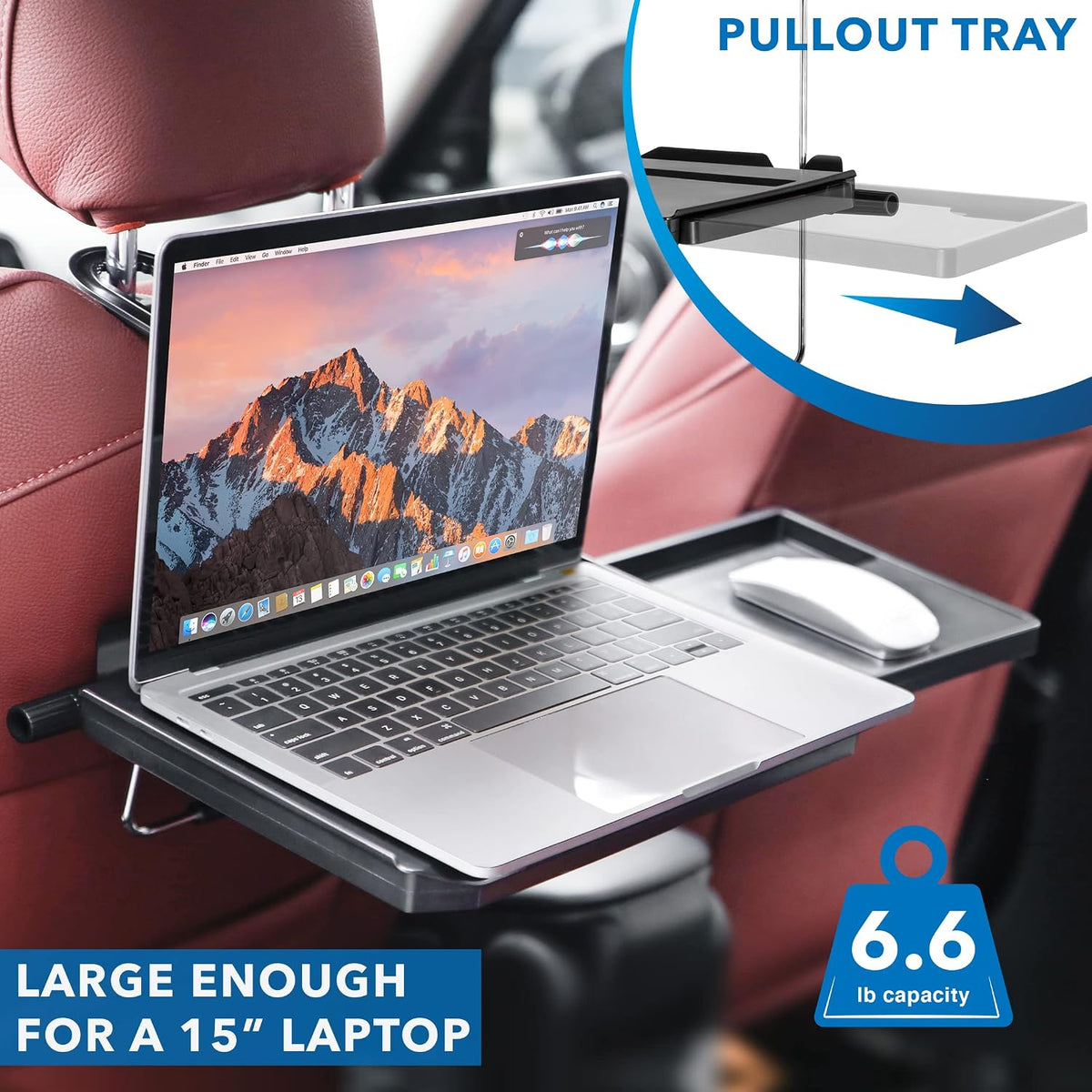 Mount-It! Car Table Tray with Adjustable Height and Tilt | Car Desk for Laptop FITS on Any Car Model and Steering Wheel | Holds Food, Drinks, Laptops, Tablets, Books and More! -